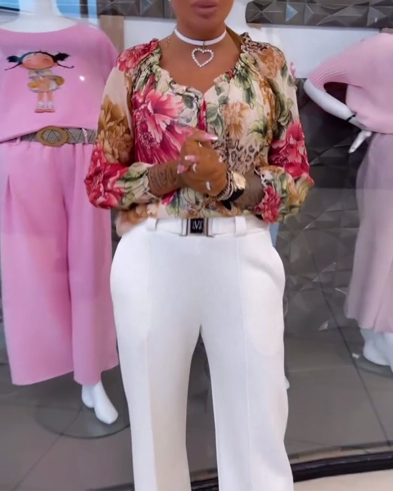 Elsie | Floral V-Neck Blouse