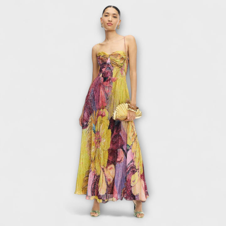 Kiara - Elegant Maxi Dress with Bright Ikat Pattern
