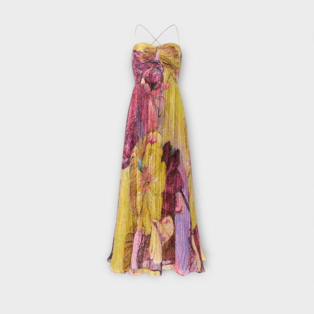 Kiara - Elegant Maxi Dress with Bright Ikat Pattern