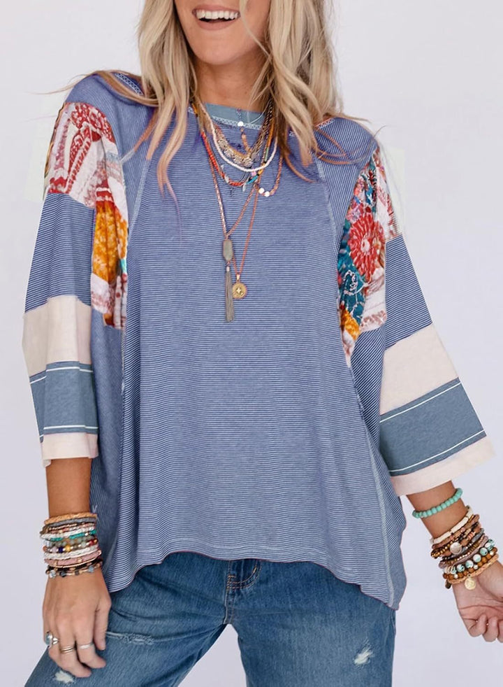 Lizzy | Striped Patch Blouse